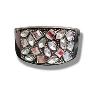 WHBM | Gorgeous Silver Tone Crystal Embellished Hinge Cuff Bracelet